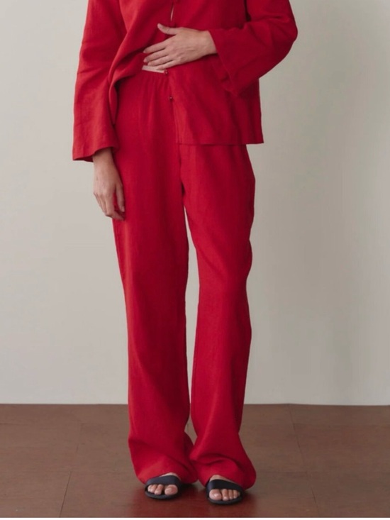 DONNI. Pants - Red Donni Simple Linen Pants